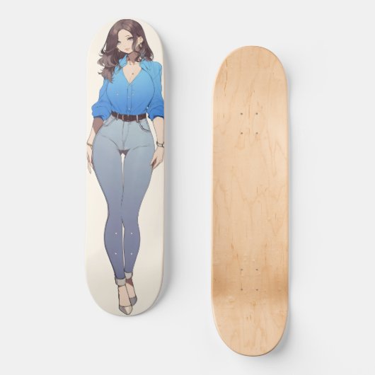Mooie anime vrouw persoonlijk skateboard (Voorkant)