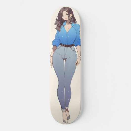 Mooie anime vrouw persoonlijk skateboard (Voorkant)