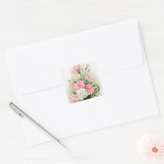 Mooie  anjers bloem sticker (Envelop)