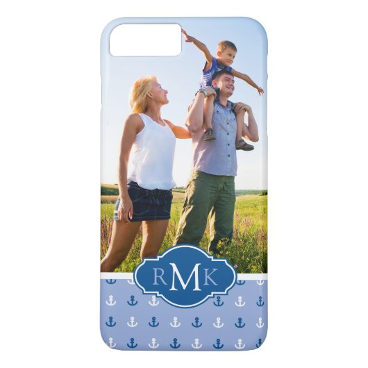 Mooie ankerpatroon | jouw foto & monogram Case-Mate iPhone case (Achterkant)