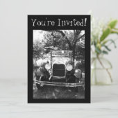 Mooie Antiek autofoto uitnodigen Kaart (Staand voorkant)