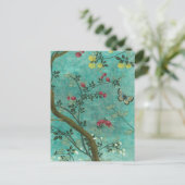 Mooie  antiek bloesem-vlinders briefkaart (Staand voorkant)