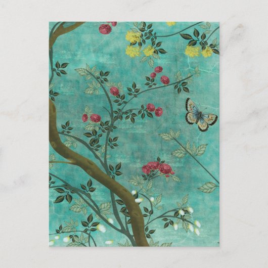 Mooie  antiek bloesem-vlinders briefkaart (Voorkant)