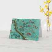 Mooie antiek bloesem-vlinders kaart (Gele Bloem)