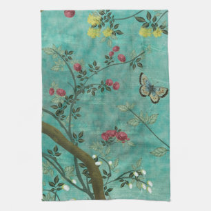 Mooie antiek bloesem-vlinders theedoek