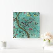 Mooie  antiek bloesem-vlinders vierkante klok (Huis)