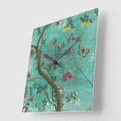 Mooie  antiek bloesem-vlinders vierkante klok (Hoek)