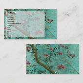 Mooie  antiek bloesem-vlinders visitekaartje (Voorkant / Achterkant)