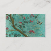 Mooie  antiek bloesem-vlinders visitekaartje (Achterkant)