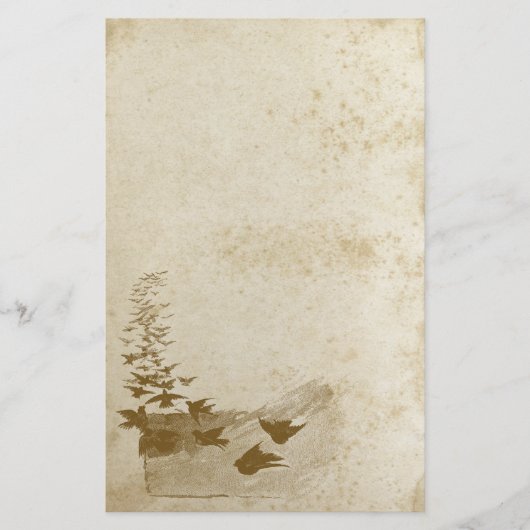 Mooie Antiek gevlekte vogel stationery papier (Voorkant)