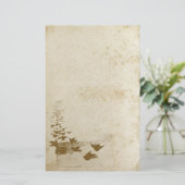 Mooie Antiek gevlekte vogel stationery papier (Staand voorkant)