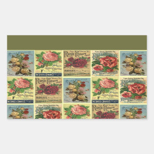 Mooie Antiek Heirloom Roos Catalogi Bloemen Rechthoekige Sticker