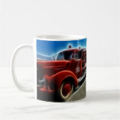 Mooie, Antiek Red Fire Truck Art Koffiemok (Links)