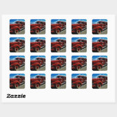 Mooie, Antiek Red Fire Truck Art Vierkante Sticker (Vel)
