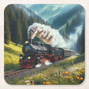 Mooie Antiek stoomlocomotief Kartonnen Onderzetters