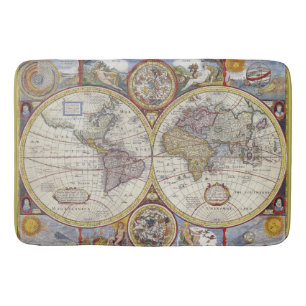 Mooie antieke en vintage oude wereldkaart badmat