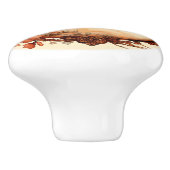 Mooie antieke houten lijst met bloemen keramische knop (Zijkant)