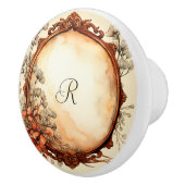 Mooie antieke houten lijst met bloemen keramische knop (Rechts)