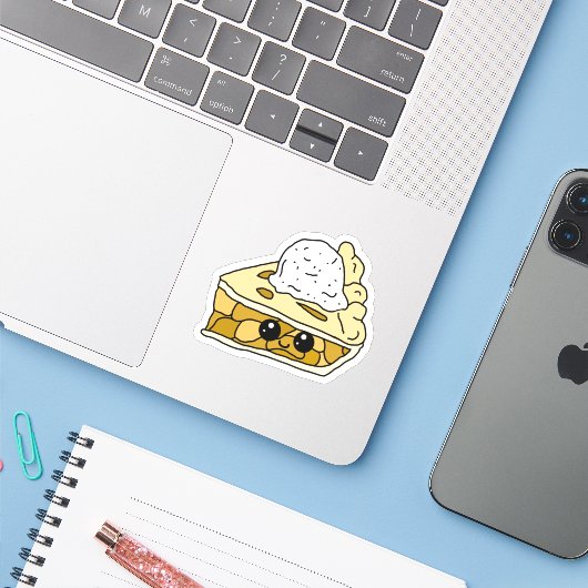 Mooie Apple Pie Cartoon Sticker (Laptop met iPhone)