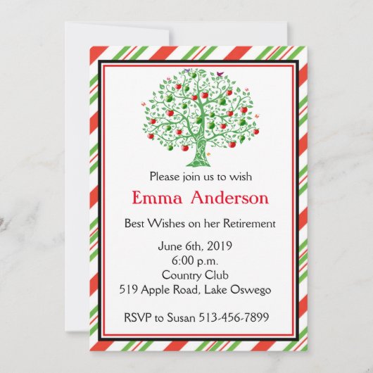 Mooie Apple Tree Teacher Retirement Party Kaart (Voorkant)