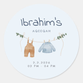 Mooie Aqiqah-stickers voor babyjongetjes Bedankt B Ronde Sticker