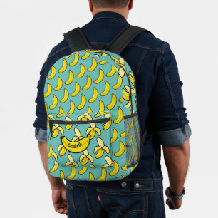 Mooie Aqua Blauw Gele Banaan Persoonlijk Bedrukte Rugzak