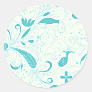 Mooie aqua blauwe bloemenbruiloft cadeau ronde sticker