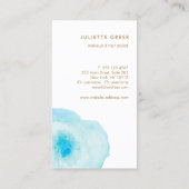 Mooie Aqua Blue Floral Waterverf Salon Spa Visitekaartje (Achterkant)