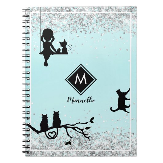 Mooie Aqua Blue Waterverf Galaxy Girl Diary Notitieboek (Voorkant)