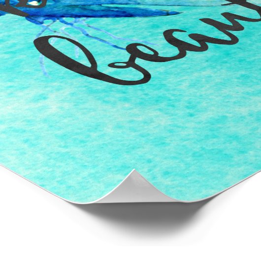 Mooie Aqua Butterfly-Waterverf Poster (Hoek)