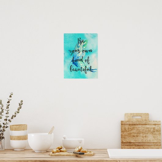 Mooie Aqua Butterfly-Waterverf Poster (Keuken)