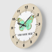 Mooie Aqua & Gold Butterfly Grote Klok (Hoek)