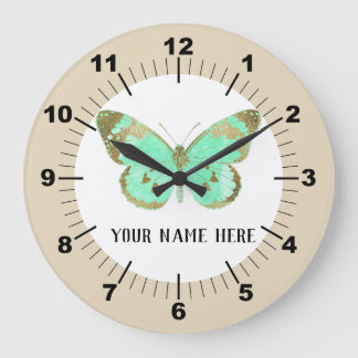 Mooie Aqua & Gold Butterfly Grote Klok