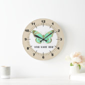 Mooie Aqua & Gold Butterfly Grote Klok (Huis)