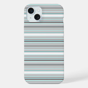 Mooie aqua grijze strepen iPhone 15 plus case