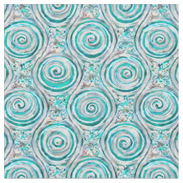 Mooie aqua symmetrische krullen en windingen stof