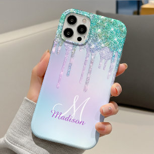 Mooie aqua turquoise eenhoorn glitterslijpsel mono Case-Mate iPhone case