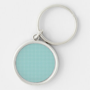 Mooie aqua turquoise en witte geometrische patroon sleutelhanger