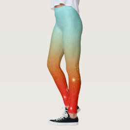 Mooie Aqua Verlopend naar Rood/Oranje > Meisjesach Leggings