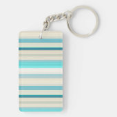 Mooie aqua witte strepen sleutelhanger (achterkant)