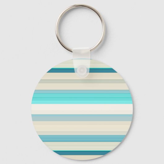 Mooie aqua witte strepen sleutelhanger (Voorkant)