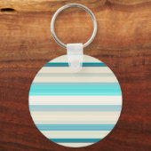 Mooie aqua witte strepen sleutelhanger (Voorkant)