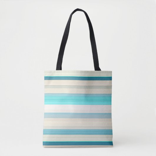 Mooie aqua witte strepen tote bag (Voorkant)