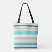 Mooie aqua witte strepen tote bag (Achterkant)