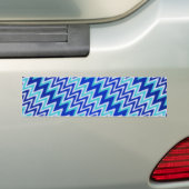 Mooie aquablauwe zigzagstrepen bumpersticker (Op auto)