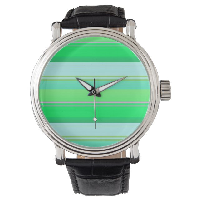 Mooie aquagroen strepen horloge (Voorkant)