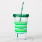 Mooie aquagroene strepen acryl drinkbeker (Achterkant)