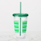 Mooie aquagroene strepen acryl drinkbeker (Rechts)