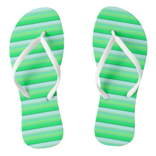 Mooie aquagroene strepen teenslippers (Voetbed)