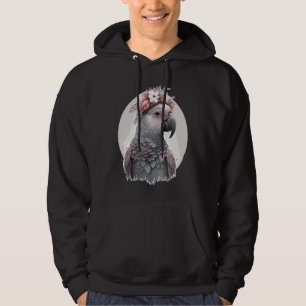 Mooie aquarel Afrikaanse grijze papegaai vogel blo Hoodie